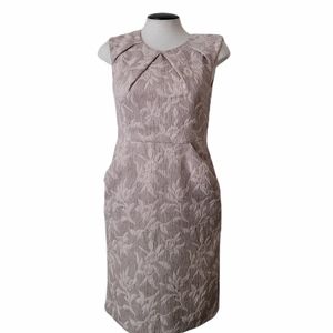 Taylor Champagne Gray Cream Casual Floral Embroidered Dress 2